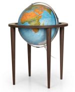 DP5065 Rth Standglobus 50cm schwenkbar, Hartholzgestell Leuchtglobus Doppelbild pol./phys.Holzglobus Globe World Earth